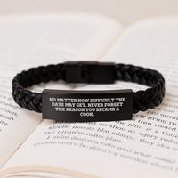 Load image into Gallery viewer, Funny Inspirational Cook Gifts from Men to Cooks on Christmas Unique Bracelets Interlaced Leather Bracelet Never Forget the Reason You Became a Cook - Image 3
