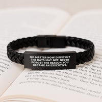 Load image into Gallery viewer, Executive Interlaced Leather Bracelets Funny Quote Christmas Unique Gift Gifts from Family Friends Coworkers Executive Men Women - Image 3
