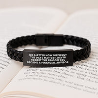 Load image into Gallery viewer, Inspirational Financial Advisor Gifts, Interlaced Leather Bracelet for Men, Women, Friends, Coworkers, Family - &#39;No Matter How Difficult The Days May Get...&#39; - Gifts from Friends, Coworkers, Family - Image 3
