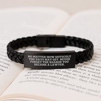 Load image into Gallery viewer, Inspirational Lawyer Gifts, Interlaced Leather Bracelet for Men from Friends and Family, &#39;No Matter How Difficult The Days May Get&#39; Quote, Birthday Unique Gifts - Image 3
