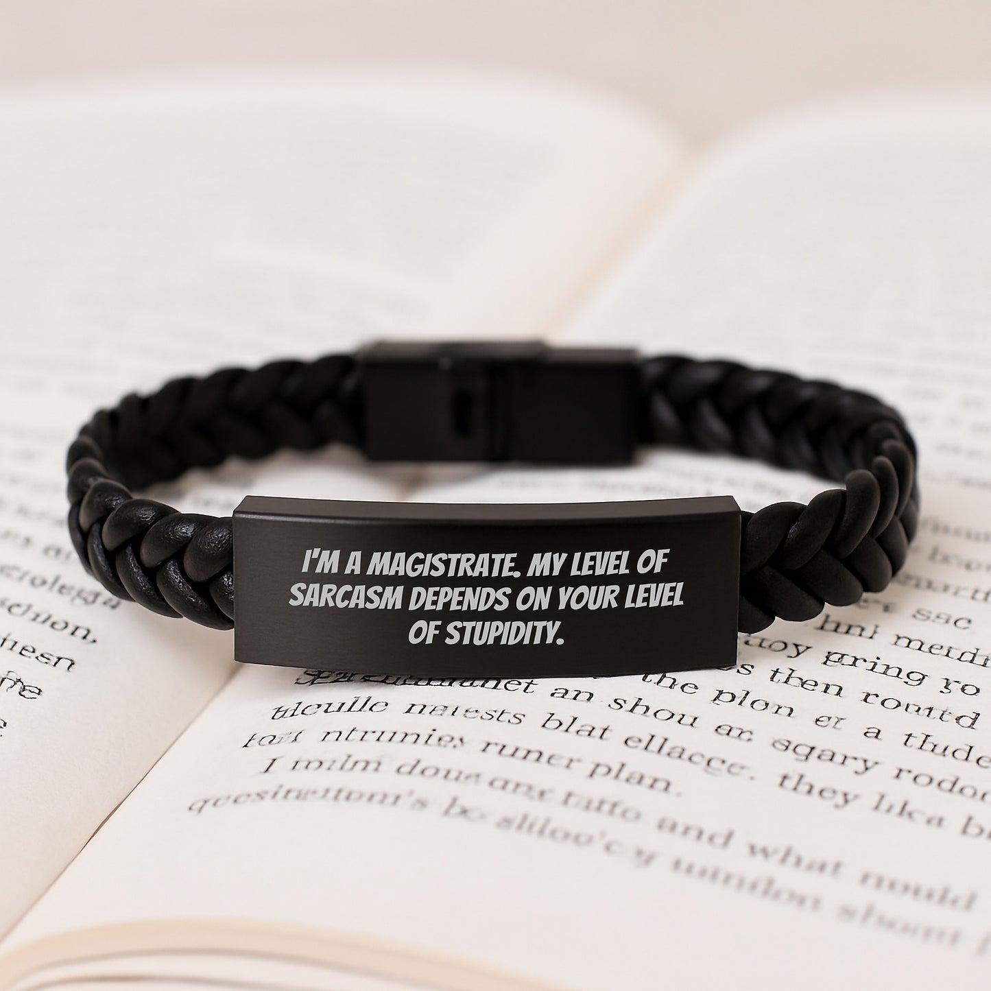 Magistrate Humor Interlaced Leather Bracelet, Funny Quote Gift for Men or Women, Graduation Unique Gifts from Friends or Family - Image 3