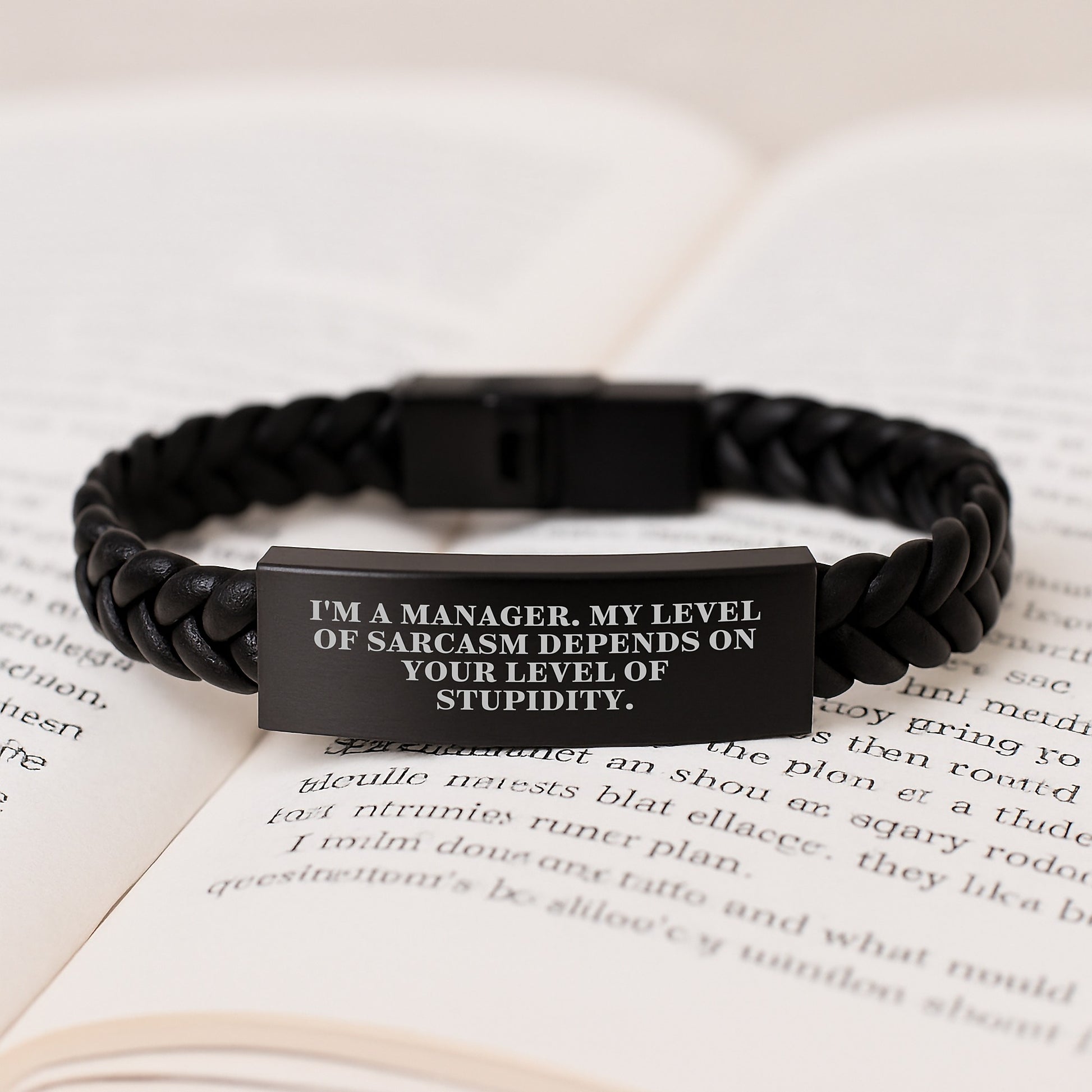 Funny Manager Gifts from Friends Christmas Unique Interlaced Leather Bracelet, I'm A Manager Sarcasm Humor Quote, Men Women Coworkers - Image 3