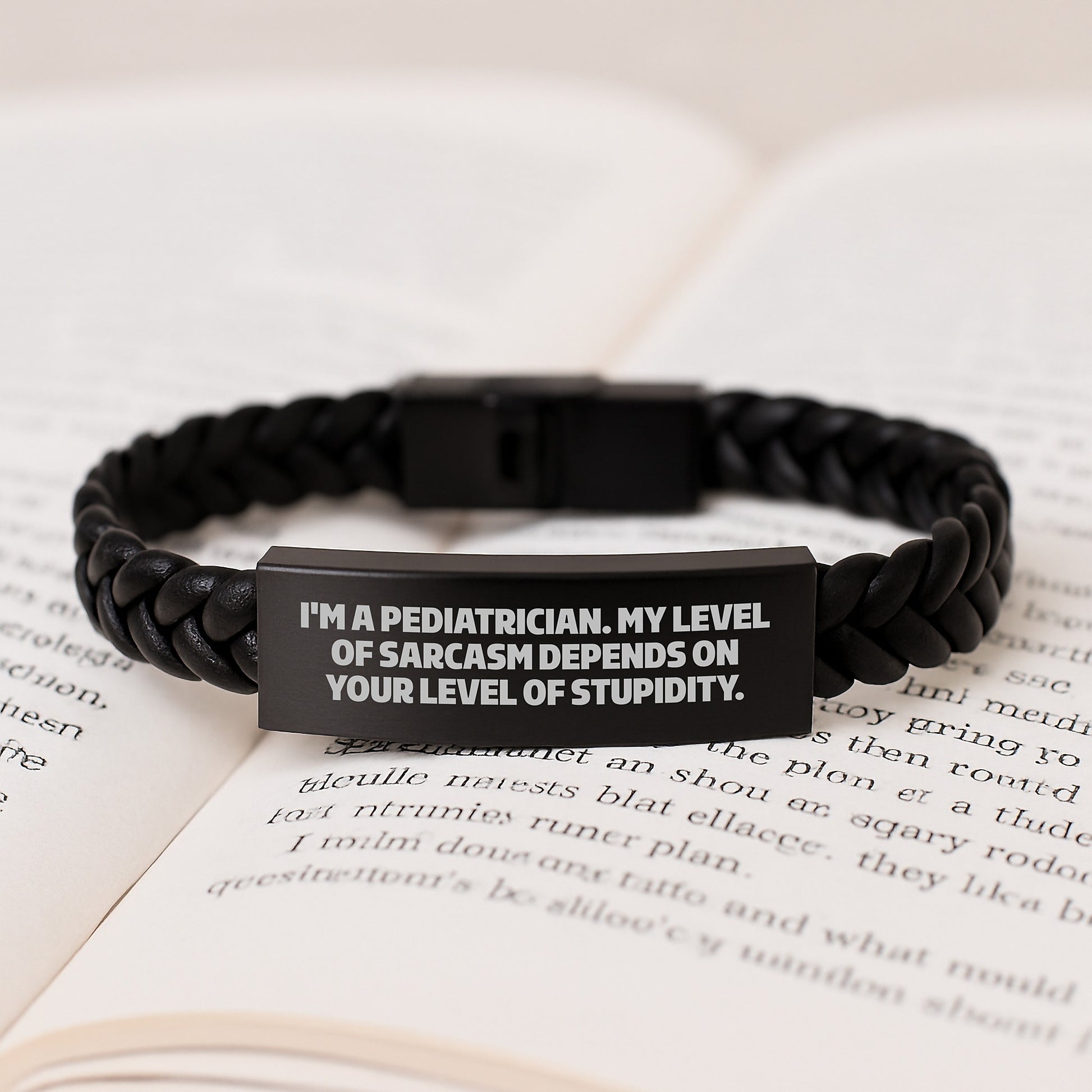 Pediatrician Funny Gifts from Men to Women Friends - Interlaced Leather Bracelet with Sarcasm Quote for Christmas Unique - Image 3