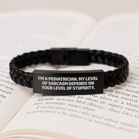 Load image into Gallery viewer, Pediatrician Funny Gifts from Men to Women Friends - Interlaced Leather Bracelet with Sarcasm Quote for Christmas Unique - Image 3
