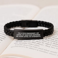 Load image into Gallery viewer, Funny Vice President Gifts, Interlaced Leather Bracelet for Birthday Unique Gifts from Friends, Vice President Sarcasm Quote Style - Image 3
