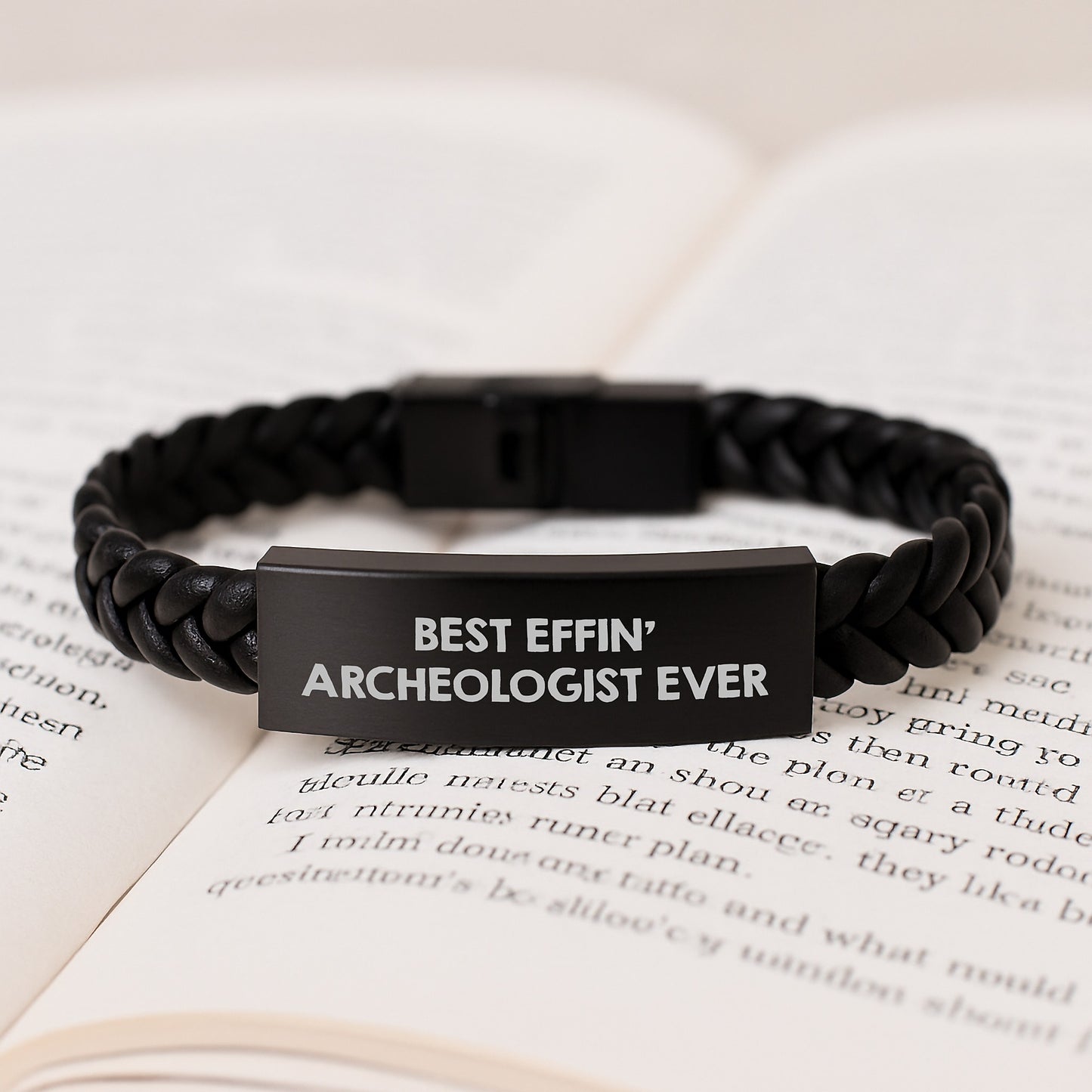 Funny Archeologist Gifts for Men Archeologists, Interlaced Leather Bracelets with Best Effin' Archeologist Ever Quote, Christmas Unique Gifts from Family - Image 3