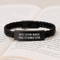 Load image into Gallery viewer, Unique Gifts from Men to Best Effin&#39; Nurse Practitioner Ever, Funny Quote Interlaced Leather Bracelet for Nurse Practitioner Christmas Unique Gifts - Image 3
