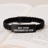 Load image into Gallery viewer, Funny Underwriter Gifts from Friends to Underwriter, Best Effin&#39; Underwriter Ever Interlaced Leather Bracelet, Christmas Unique Gifts for Men or Women - Image 3
