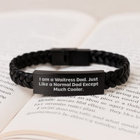 Load image into Gallery viewer, Unique Interlaced Leather Bracelet Gifts for Waitress Dad - Funny Valentine's Unique Gifts from Men - I Am a Waitress Dad Gifts for Him - Image 3
