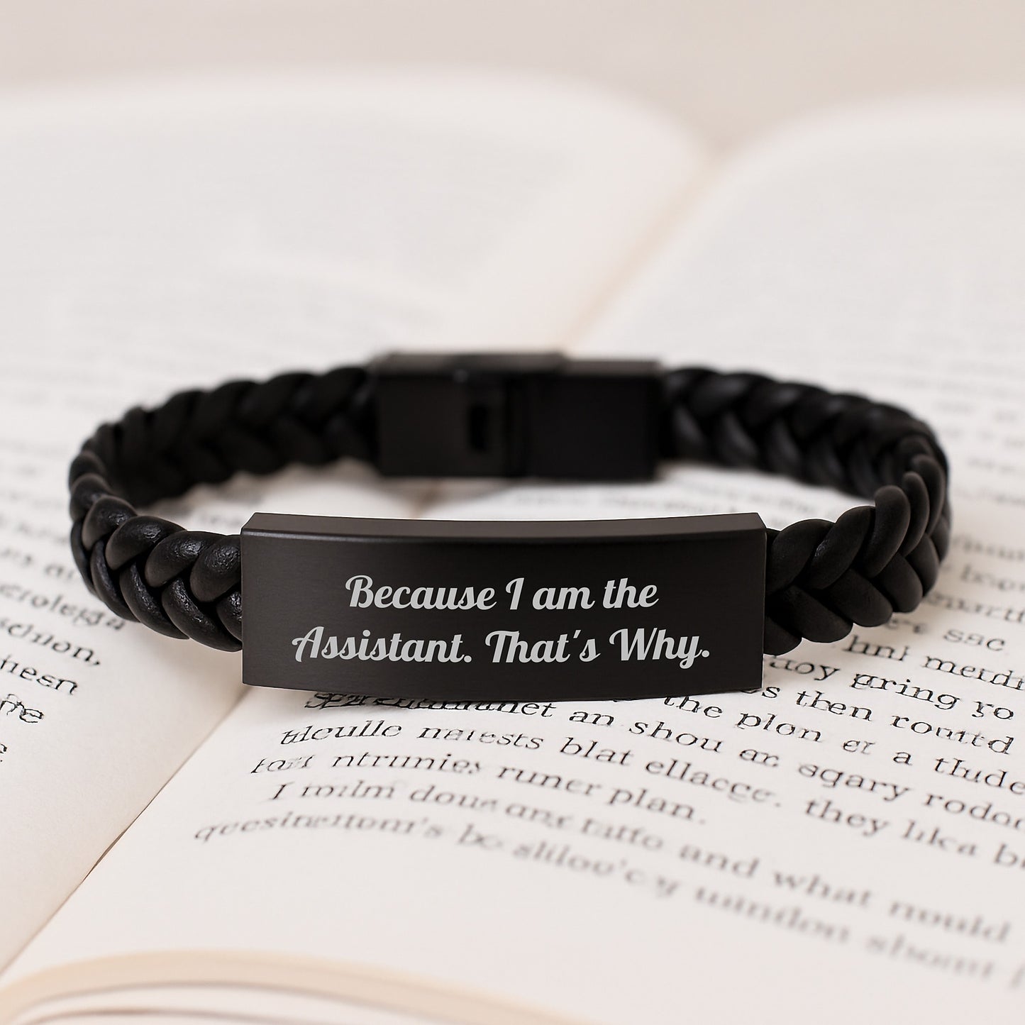 Funny Assistant Gifts for Men, Unique Birthday Unique Gifts from Friends to Assistant, Interlaced Leather Assistant Bracelet because I Am The Assistant That's Why - Image 3