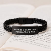 Load image into Gallery viewer, Civil Engineer Engraved Interlaced Leather Bracelet Gifts from Men to Civil Engineer Friends on Valentine's - Image 3
