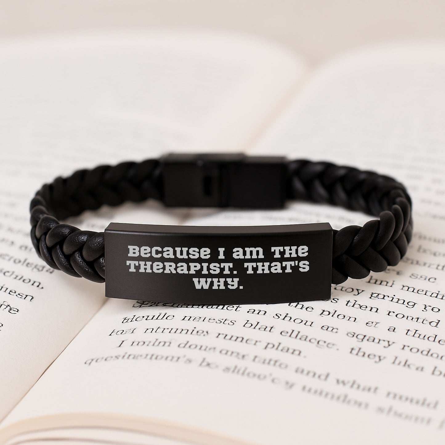 Therapist Gifts from Friends, because I Am The Therapist. That's Why., Interlaced Leather Bracelet for Valentine's Unique Gifts - Image 3