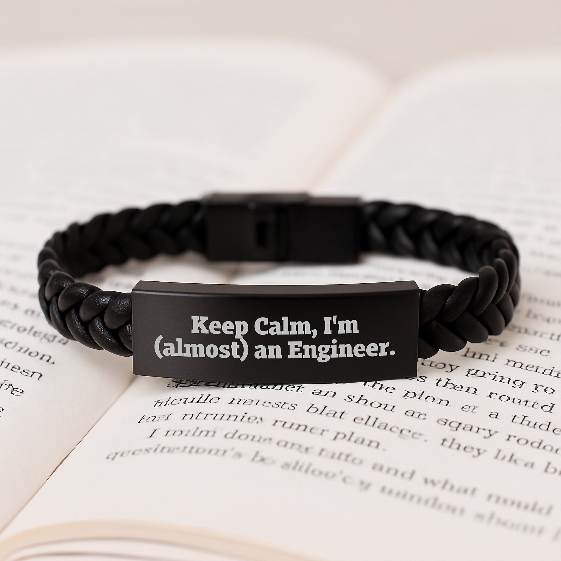 Funny Engineer Gifts for Mom, Interlaced Leather Bracelet with Keep Calm I'm almost An Engineer, Great Mother's Day Unique Gift from Family - Image 3