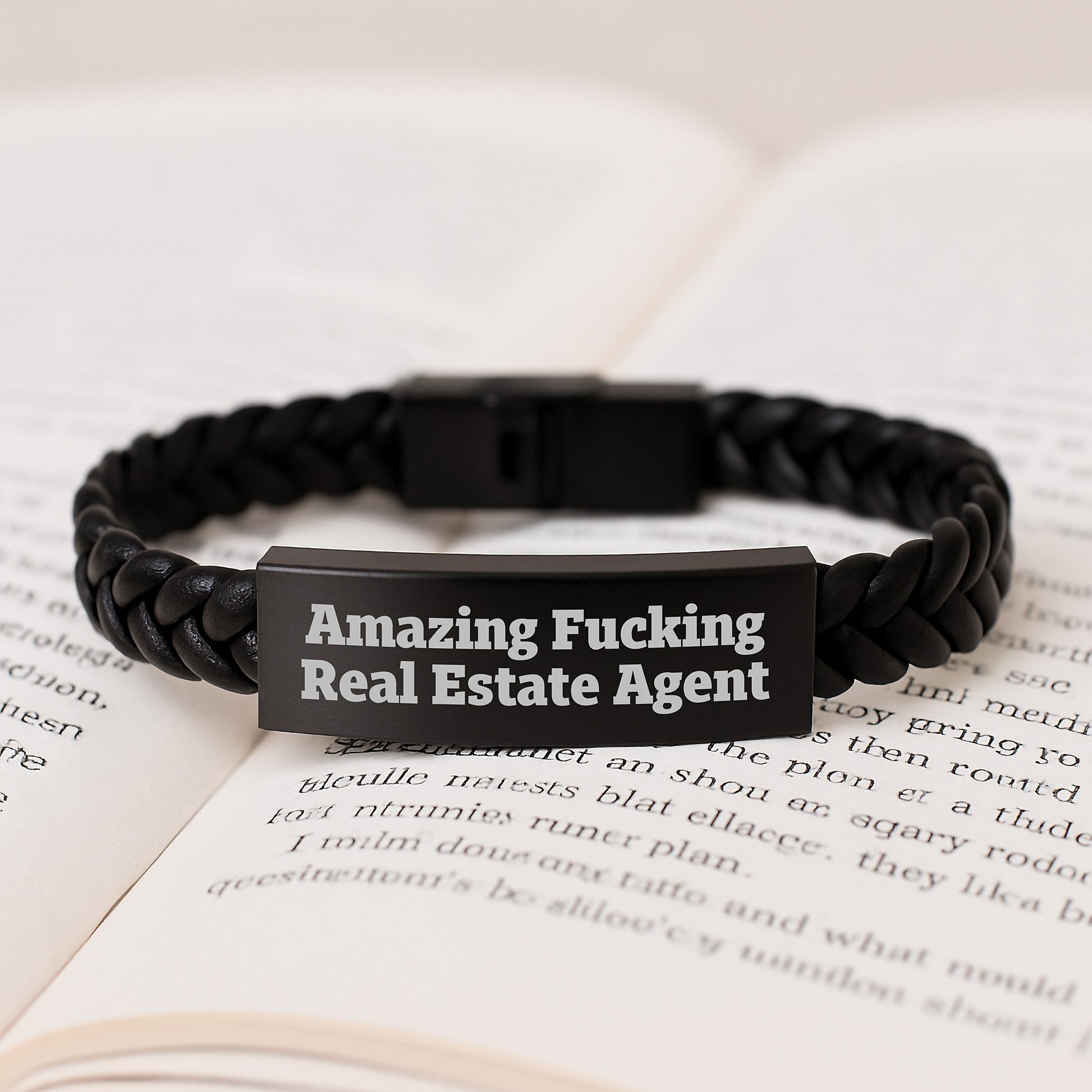 Funny Real Estate Agent Gifts for Men, Amazing Interlaced Leather Bracelet Birthday Unique Gifts from Friends, Stainless Steel and PU Leather - Image 3