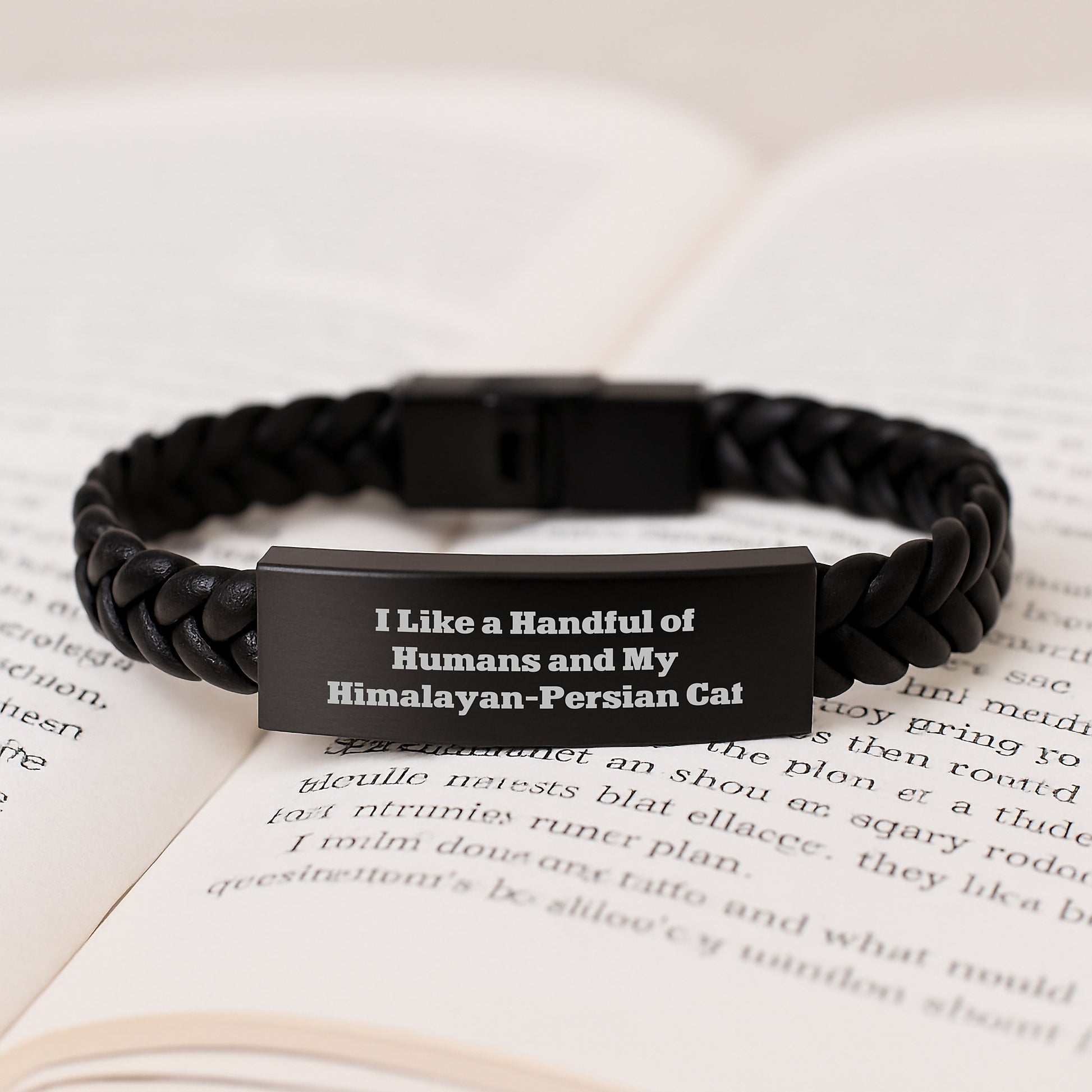 Funny Himalayan-Persian Cat Mom Gifts from Men, Gifts for Women on Mother's Day Unique Interlaced Leather Bracelet I Like A Handful Of Humans And My Himalayan-persian Cat - Image 3