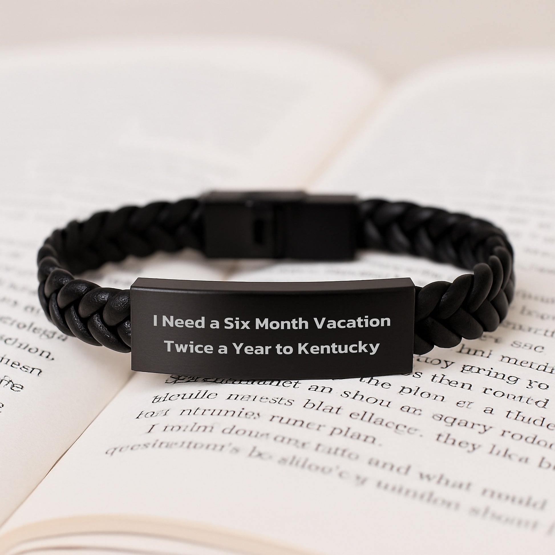 Unique Kentucky-Themed Interlaced Leather Bracelet Gifts for Men from Friends - I Need A Six Month Vacation Twice A Year To Kentucky - Image 3