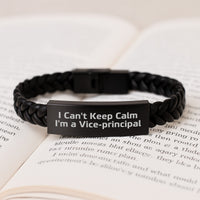 Load image into Gallery viewer, Funny Vice-principal Gifts for Men, &#39;I Can&#39;t Keep Calm I&#39;m A Vice-principal&#39; Interlaced Leather Bracelet - Christmas Unique Gifts from Friends - Vice-principal Accessory - Image 3
