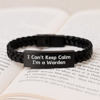 Load image into Gallery viewer, Funny Warden Interlaced Leather Bracelet Gifts from Friends, Gift for Warden Men, Unique Christmas Unique Warden Presents - Image 3
