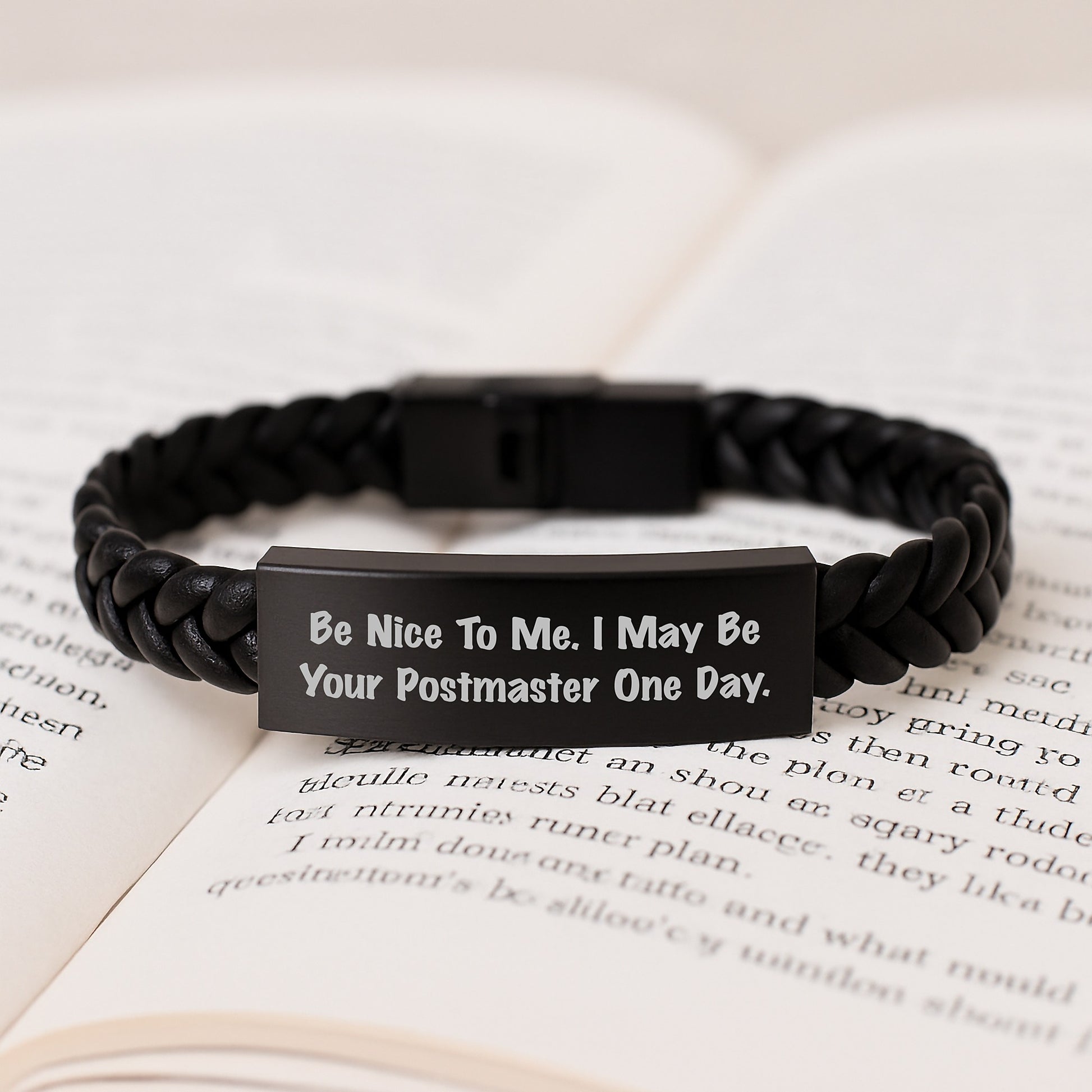 Funny Postmaster Gifts for Men, Unique Interlaced Leather Bracelet with Stainless Steel and PU Leather, 'Be Nice To Me. I May Be Your Postmaster One Day.' Quote, Father's Day Unique Gift for Him - Image 3