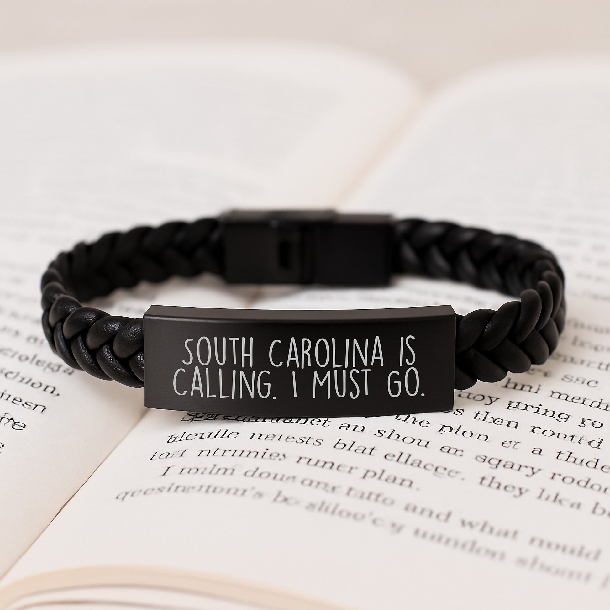 South Carolina Interlaced Leather Bracelet, Funny Quote Gifts from Friends to South Carolina Lovers on Valentine's, Unique Interlaced Leather Bracelet for Men and Women - Image 3