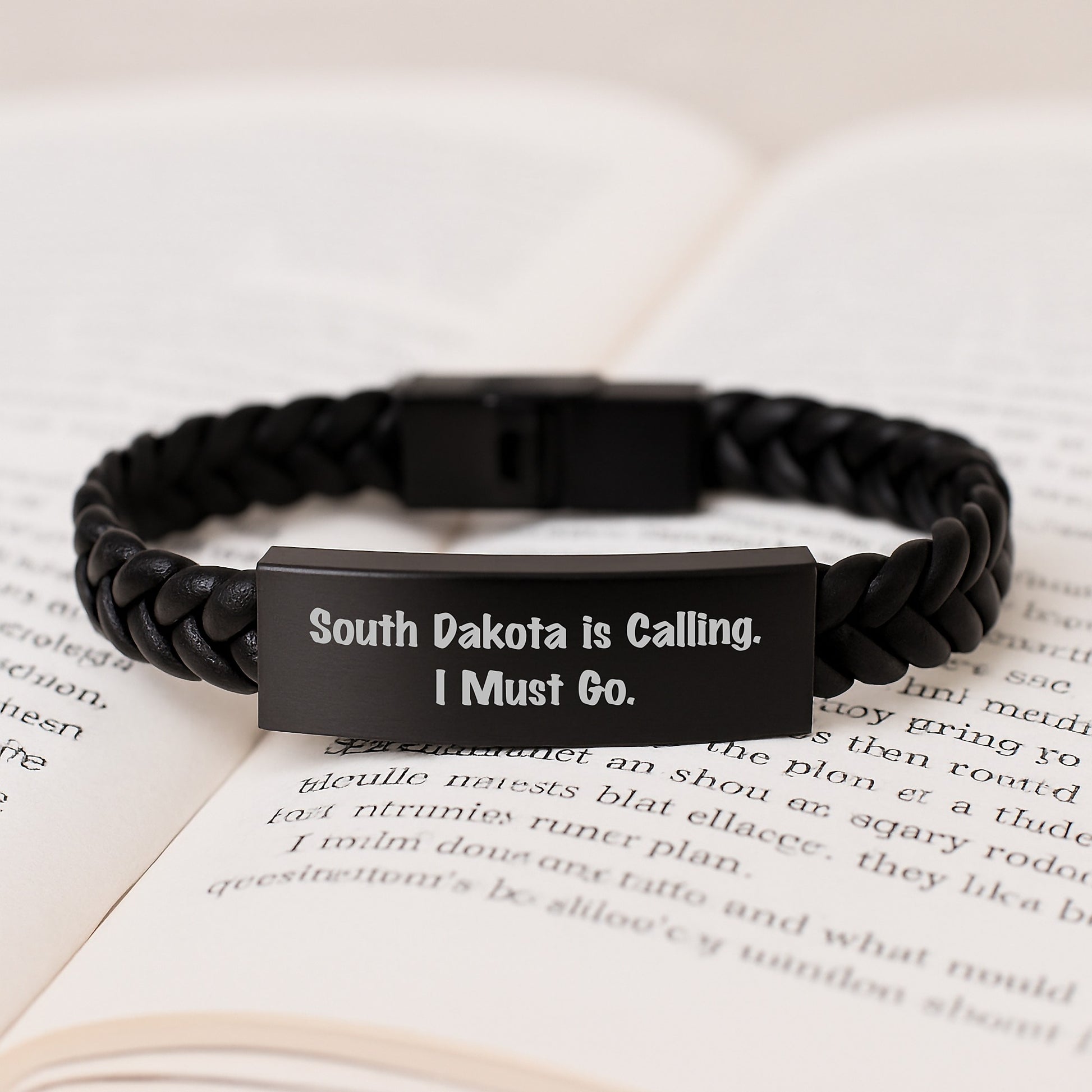 Funny South Dakota Interlaced Leather Bracelet Gifts for Men from Friends, Great Birthday Unique Gifts - Image 3