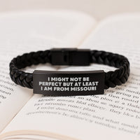 Load image into Gallery viewer, Gifts from Friends and Family for Missouri Lovers - Funny Quote, Interlaced Leather Bracelet with Stainless Steel and PU Leather, Christmas Unique Gifts - Image 3
