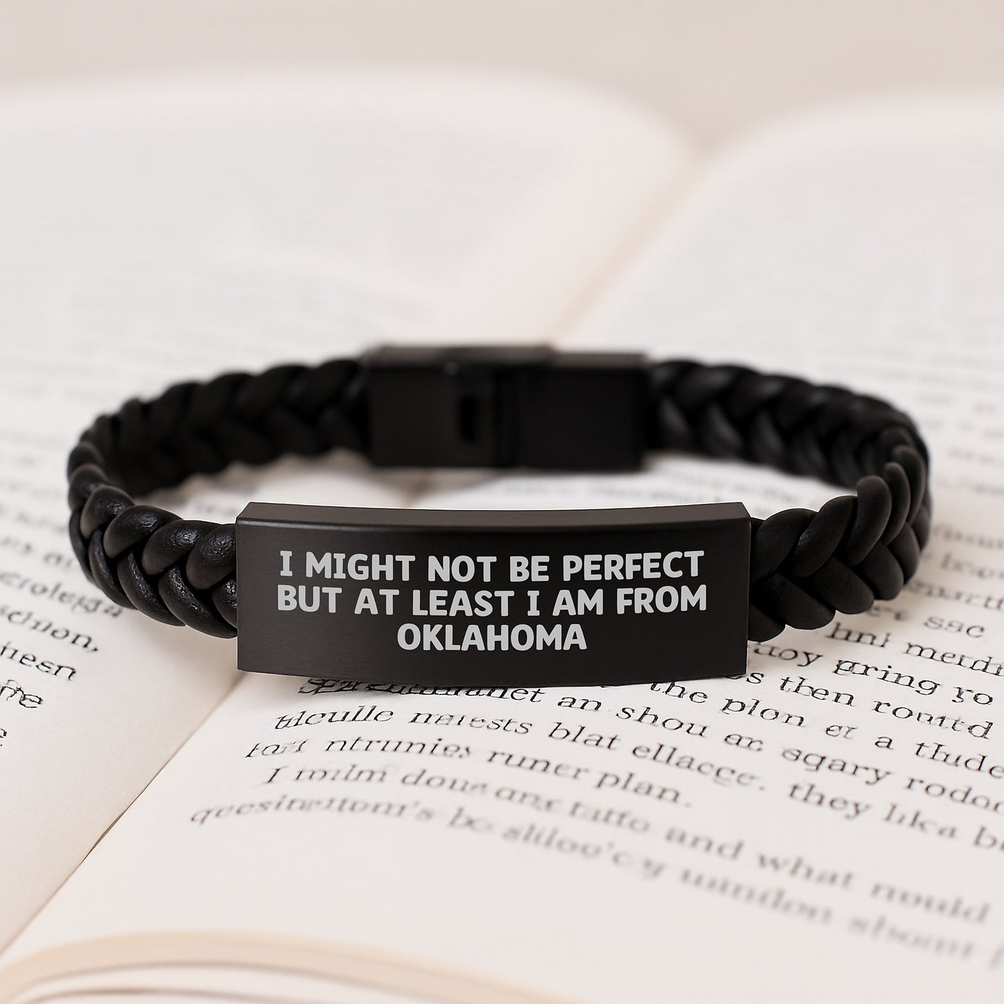 Oklahoma Interlaced Leather Bracelet Gifts from Friends and Family - Funny Quote 'I Might Not Be Perfect But At Least I Am From Oklahoma' for Graduation Unique Gifts - Image 3
