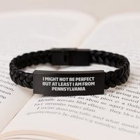 Load image into Gallery viewer, Pennsylvania Proud Interlaced Leather Bracelet, Funny Quote Gifts from Family to Friends for Graduation - Image 3
