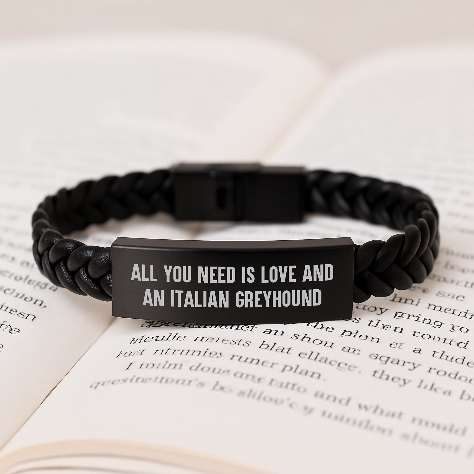 Funny Italian Greyhound Dog Gifts from Men to Friends, Italian Greyhound Dog Interlaced Leather Bracelet for Graduation Unique Gifts, All You Need Is Love And An Italian Greyhound - Image 3