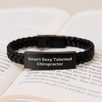 Load image into Gallery viewer, Gifts from Smart Friends for a Talented Chiropractor - Interlaced Leather Bracelet, Christmas Unique Presents - Funny Quote 'Smart Sexy Talented' - Image 3
