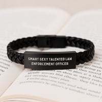 Load image into Gallery viewer, Gifts from Friends and Family for Smart Sexy Talented Law Enforcement Officers, Interlaced Leather Bracelet Valentine's Unique Gifts - Image 3
