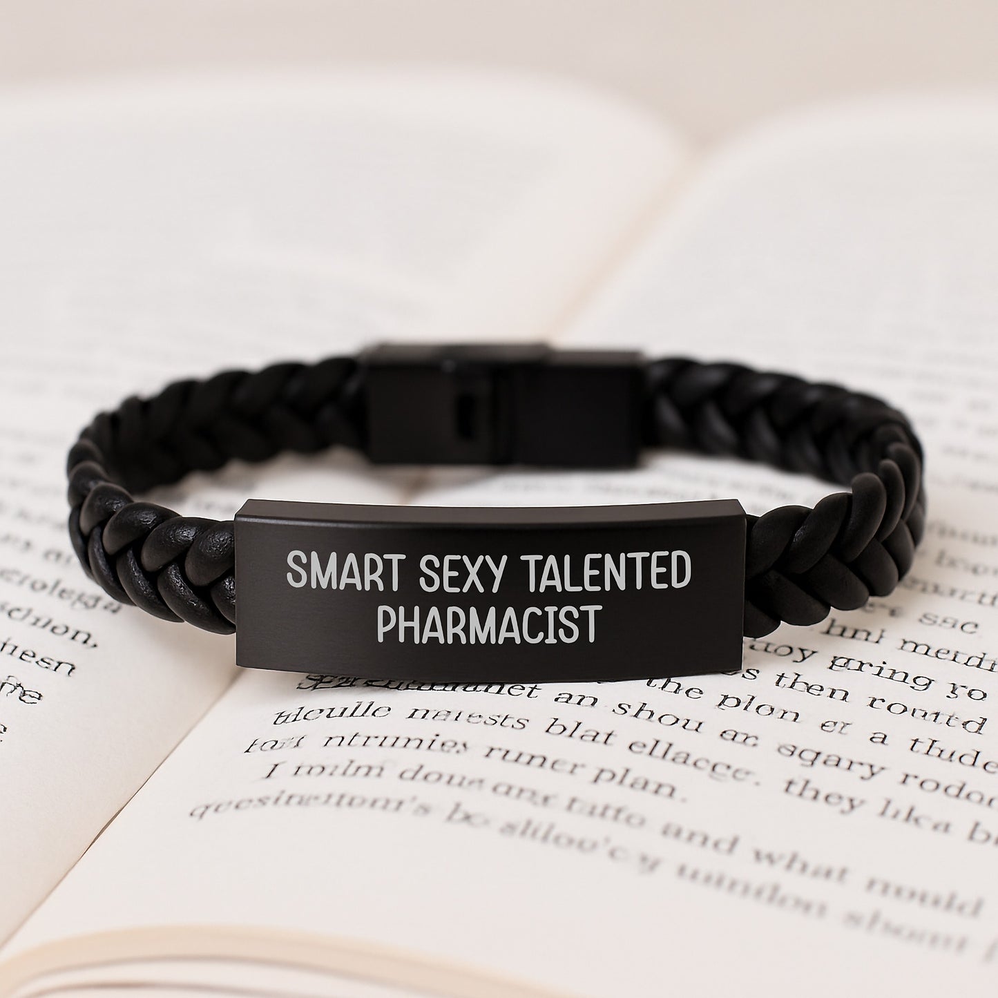Smart Sexy Talented Pharmacist Graduation Unique Gifts for Men, Inspirational Interlaced Leather Bracelet from Family, Engraved Stainless Steel with PU Leather, Durable and Stylish - Image 3