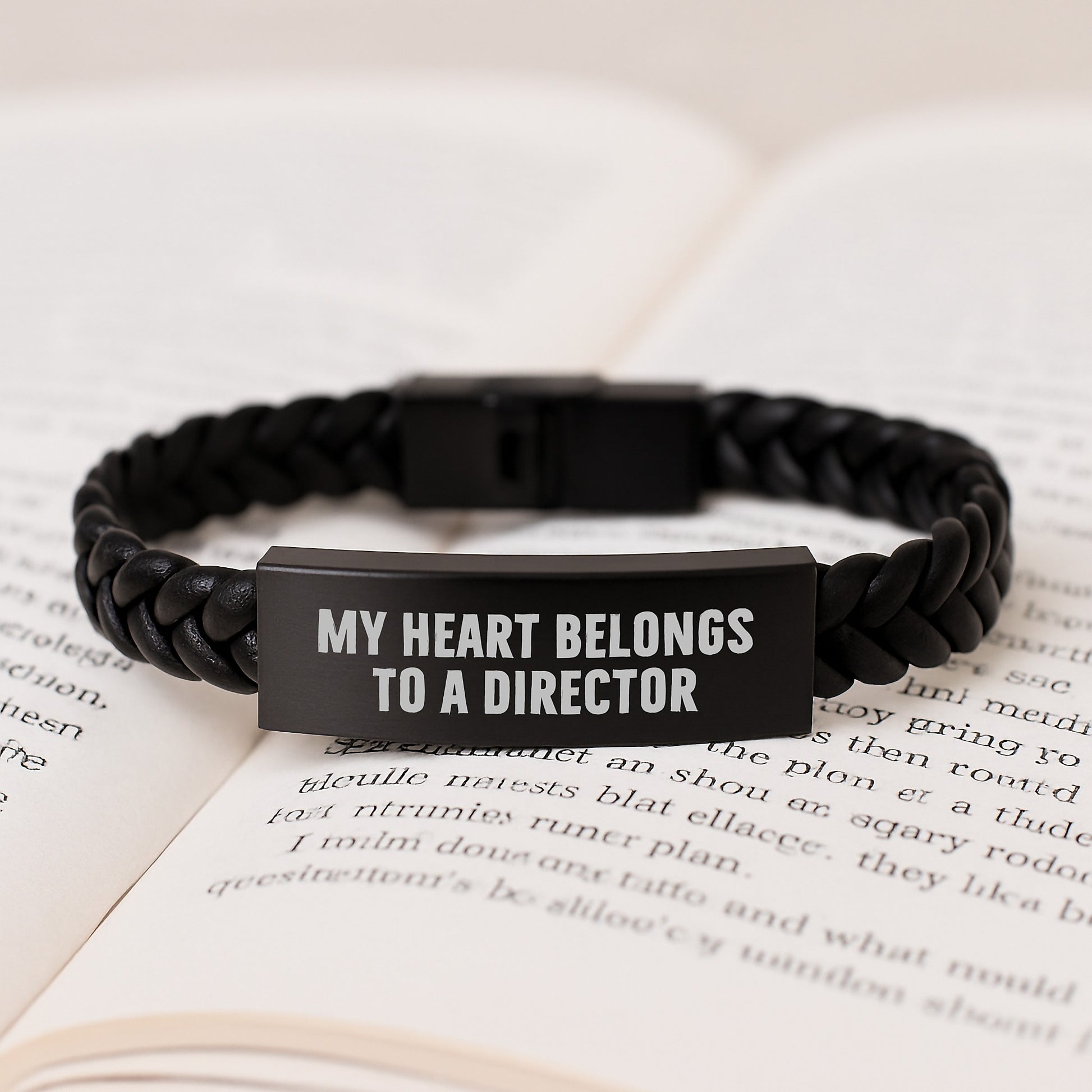 Funny Director Quotes Interlaced Leather Bracelet Gifts from Friends, Unique Birthday Unique Gifts for Men Director, Heart Belongs To A Director - Image 3