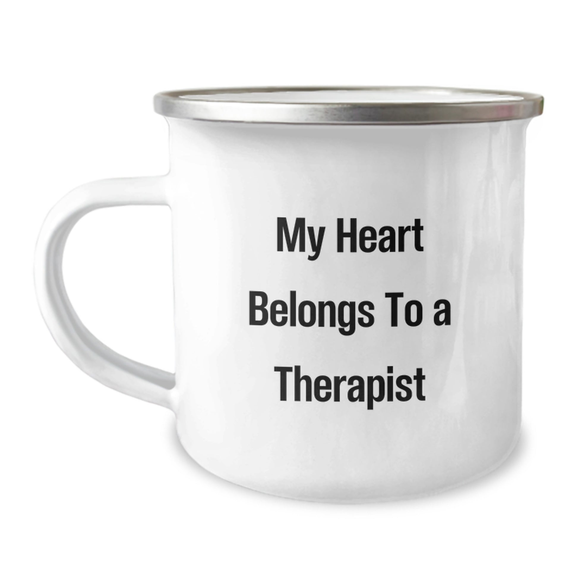 Funny Gifts from Men to Therapist, 'My Heart Belongs To A Therapist' Birthday Unique Gifts for Therapist Camping Mug - Image 1