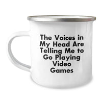Load image into Gallery viewer, Funny Quotes for Gamers, The Voices In My Head Are Telling Me To Go Play Video Games - Valentine's Unique Gifts for Him from Friends, Men's Camping Mug - Image 1
