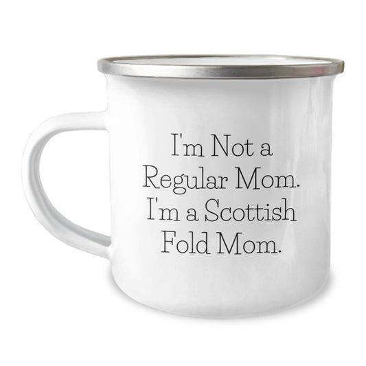 Unique Christmas Unique Gifts from Mom to Scottish Fold Cat Lover Friends - 'I'm Not A Regular Mom. I'm A Scottish Fold Mom.' Funny Camping Mug - Image 1