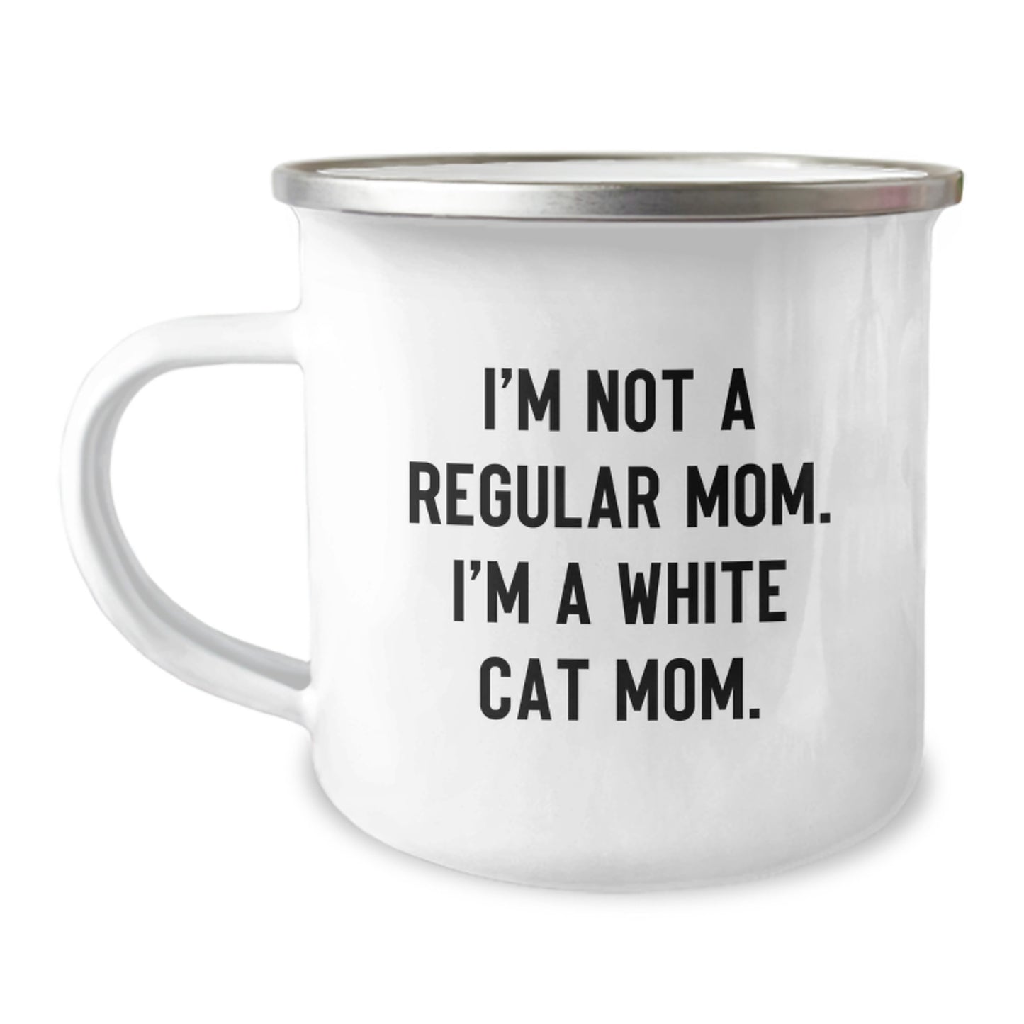 Funny White Cat Mom Graduation Gifts from Mom to White Cat Lover Camping Mug - Image 1