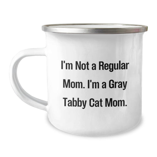 Funny Gray Tabby Cat Mom Camping Mug Gifts from Men to Women for Graduation Unique - Image 1