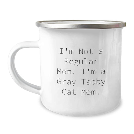 Funny Gray Tabby Cat Mom Camping Mug Gifts for Friends, Family, Coworkers from Mom on Graduation Unique Gifts - Image 1