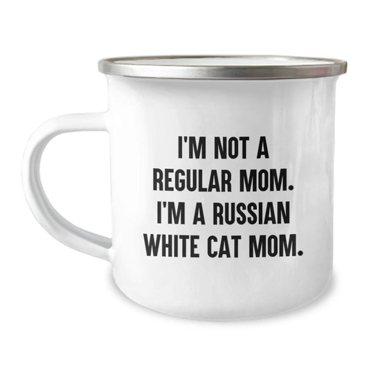 Russian White Cat Mom Funny Camping Mug Graduation Unique Gifts from Friends Family - Image 1