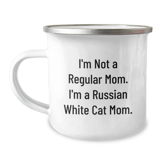 Funny Russian White Cat Mom Camping Mug Gifts for Men from Family Graduation Unique - Image 1