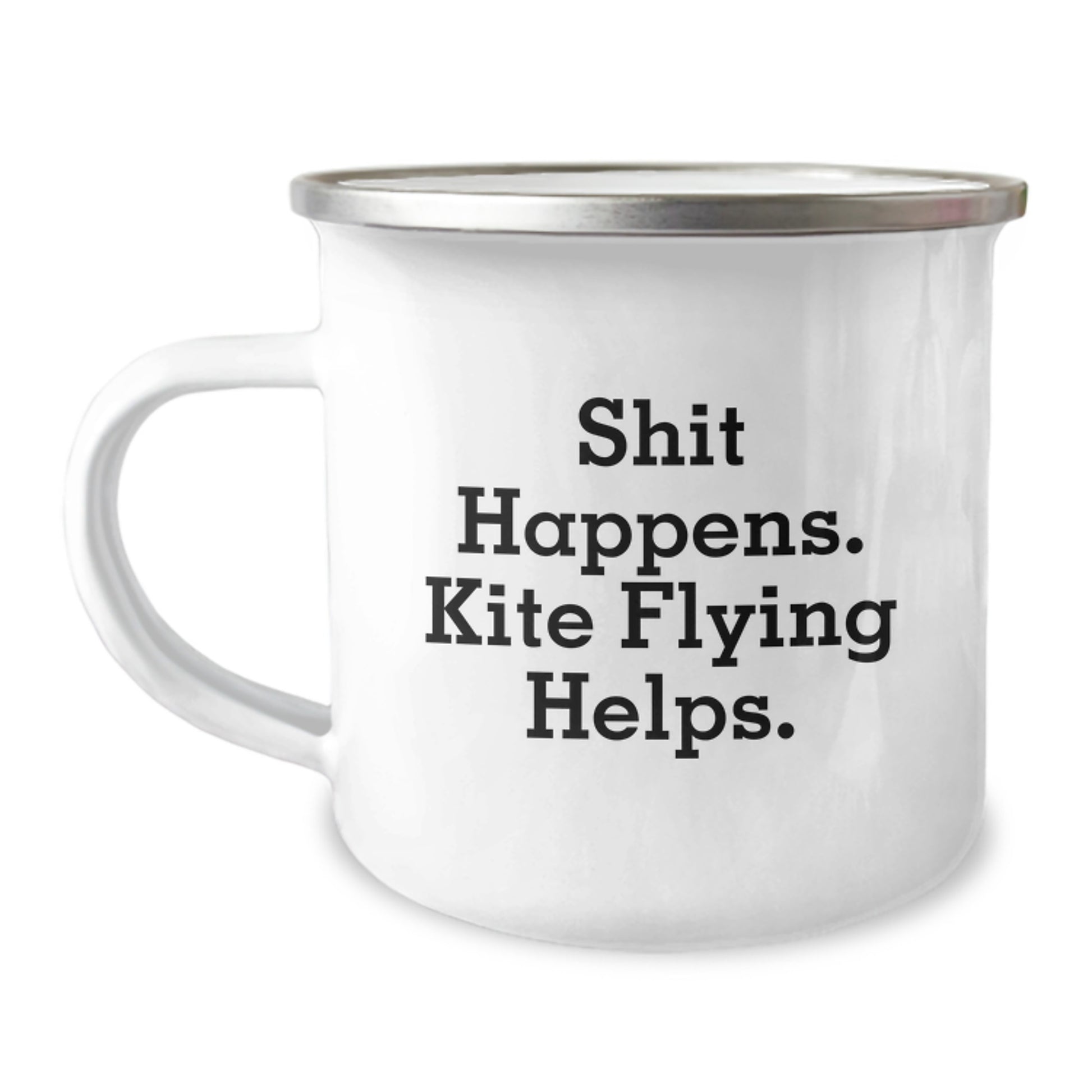 Kite Flying Gifts from Friends for Kite Enthusiasts - Funny Shit Happens Kite Flying Helps Camping Mug - Image 1