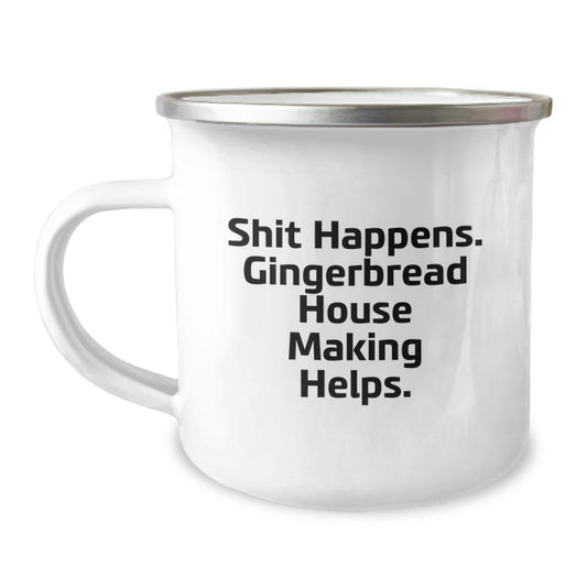 Gingerbread House Making Keepsake Camping Mug for Him Graduation Gift - Image 1