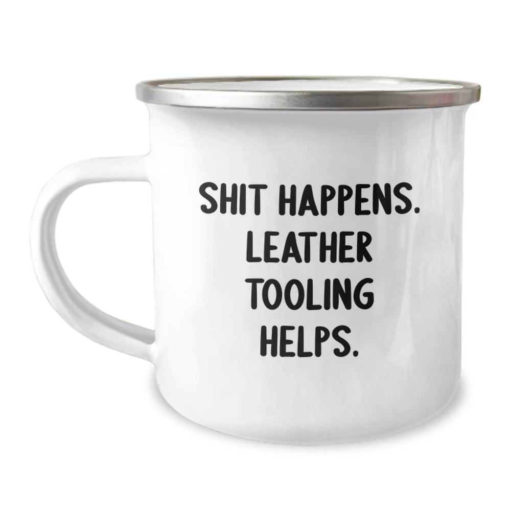 Leather Tooling Camping Mug Funny Gift for Men Friends Family from Leather Lovers - Image 1