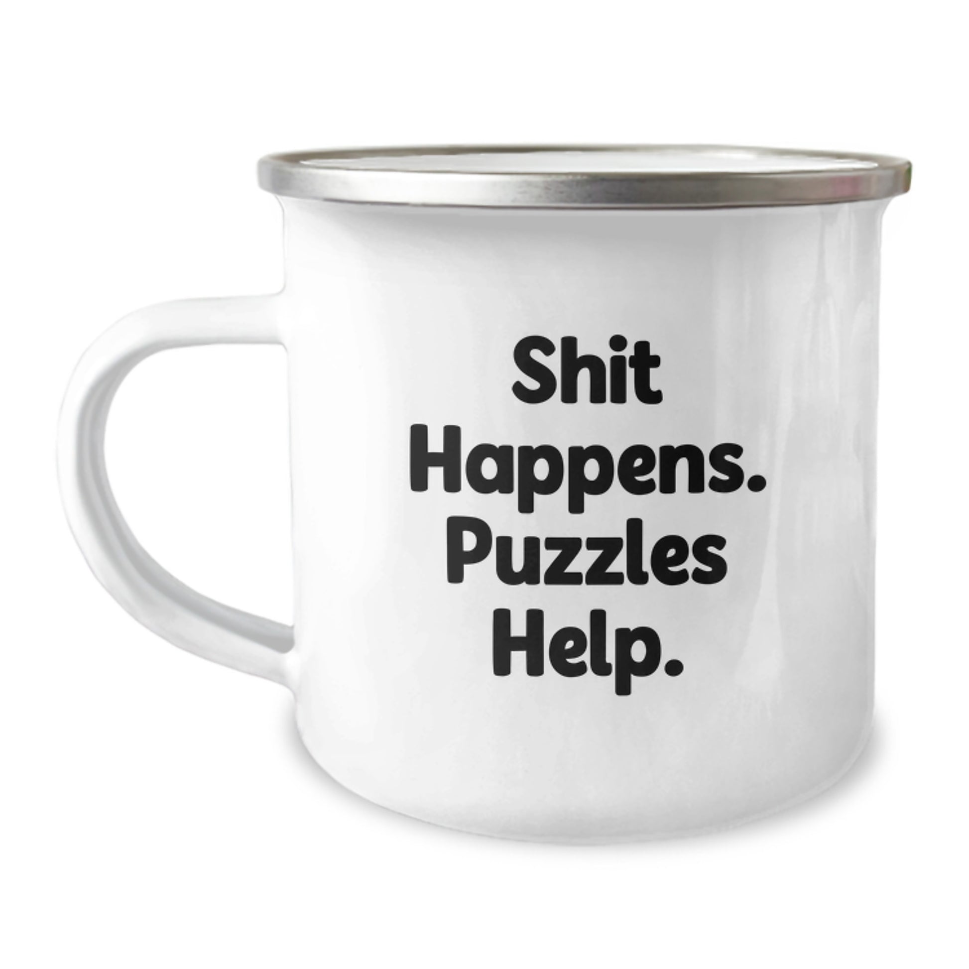 Funny Puzzles Gifts for Friends, Unique Camping Mug for Puzzles Lovers, Shit Happens. Puzzles Help. Graduation Unique Gifts from Family - Image 1
