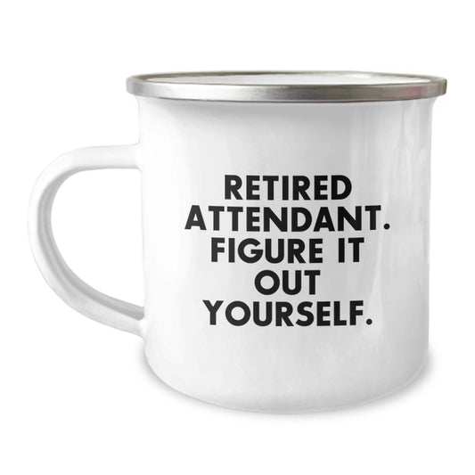 Gifts from Friends for Retired Attendants, Funny Graduation Gifts for Men Camping Mug, Attendant Figured It Out Mug - Image 1
