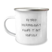 Load image into Gallery viewer, Funny Microbiologist Christmas Unique Gifts from Family - Gifts for Men - 12 oz Stainless Steel Camping Mug - Retired Microbiologist Figure It Out Yourself Mug - Image 1
