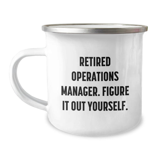 Gifts from Family, Funny Operations Manager Quote, Graduation Unique Gifts for Operations Manager with Camping Mug, 12 oz Stainless Steel with Enamel Finish - Image 1