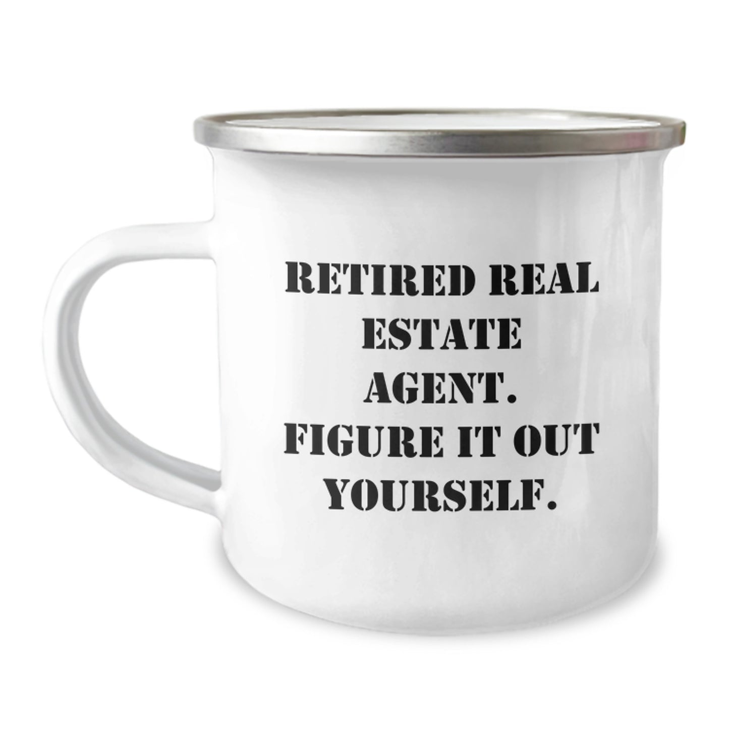 Funny Gifts for Real Estate Agent Friends from Family, Graduation Unique Mugs for Men Women Coworkers, Camping Mug with 'Retired Real Estate Agent. Figure It Out Yourself.' Quote - Image 1