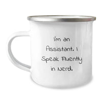 Load image into Gallery viewer, Funny Assistant Gifts from Friends, Unique Christmas Unique Gifts for Assistant, genius Camping Mug I Speak Fluently In genius - Image 1

